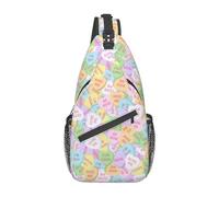 Sac à dos à bandoulière en forme de cœur de bonbons pour Conversation de la saint-valentin, pour femmes et hommes, sac de jour de voyage et de randonnée, sac à bandoulière de poitrine