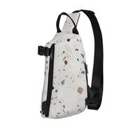 Sac à dos à bandoulière en terrazzo blanc pour femme et homme, sac de poitrine tendance, sac banane réglable, noir, taille unique, Noir , Taille unique