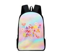 Sac à dos à bandoulière en tissu Oxford Manana Sera Bonito Merch, sac d'école décontracté à fermeture éclair multiple pour étudiant - XTYD2843 Noir