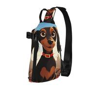 Sac à dos à bandoulière I Love My Dog Teckels pour femme et homme, sac de poitrine tendance, sac banane réglable, noir, taille unique, Noir , Taille unique