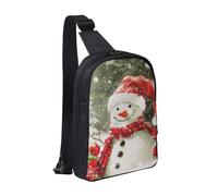 Sac à dos à bandoulière imperméable avec imprimé bonhomme de neige joyeux Noël pour homme et femme, sac à dos à bandoulière imperméable pour coureur, entraînement, randonnée, cyclisme, voyage, Noir ,