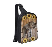 Sac à dos à bandoulière imperméable pour homme et femme, motif tournesol, éléphant en bois, pour coureur, entraînement, randonnée, cyclisme, voyage, Noir , Taille unique, Sac à dos décontracté