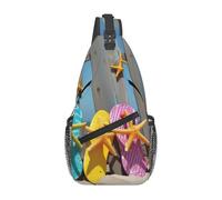 Sac à dos à bandoulière imprimé ananas doré pour homme et femme, sac à bandoulière polyvalent et décontracté pour la course à pied, la randonnée, le cyclisme, les voyages, le travail, Tongs, Taille