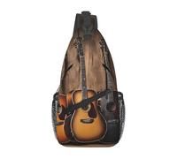 Sac à dos à bandoulière imprimé guitare, basse, instruments de musique, sac à bandoulière pour voyage, randonnée, sac poitrine | sac à bandoulière pliable léger, Noir , Taille unique