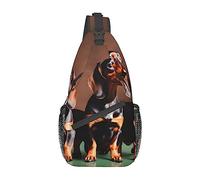 Sac à dos à bandoulière imprimé patte de chien sac à dos pour hommes femmes, sac à bandoulière, pour entraînement/course/randonnée, Teckel Weiner Chien, taille unique