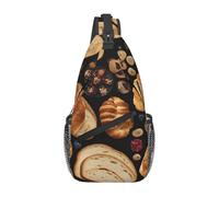 Sac à dos à bandoulière imprimé sandwichs au fromage | Sac à bandoulière léger et pliable pour voyage et randonnée, Noir , Taille unique