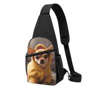 Sac à dos à bandoulière léger avec imprimé chihuahua déprimé - Sac à dos à bandoulière réglable pour hommes, femmes, enfants, Noir , Taille unique, Sac à dos de