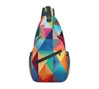 Sac à dos à bandoulière léger avec imprimé triangle coloré pour homme et femme
