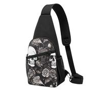 Sac à dos à bandoulière léger et réglable avec imprimé tête de mort pour homme, femme, enfant - Noir, Noir , Taille unique, Sac à dos de