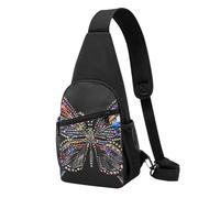 Sac à dos à bandoulière léger et réglable avec motif papillon et strass pour homme, femme, enfant, Noir , Taille unique, Sac à dos de