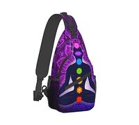 Sac à dos à bandoulière léger, réglable compatible avec les sacs de sport Seven Chakra Yoga Meditation Lotus Purple Mandala, sac à bandoulière de grande capacité, sac à dos polyvalent pour l'extérieur
