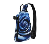 Sac à dos à bandoulière magnifique illustration de rose bleue pour femme et homme, sac de poitrine tendance, sac banane réglable, noir, taille unique, Noir , Taille unique