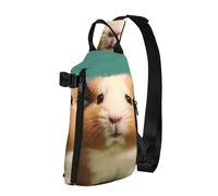 Sac à dos à bandoulière mignon et bizarre pour hamster pour femme et homme, sac de poitrine tendance, sac banane réglable, noir, taille unique, Noir , Taille unique