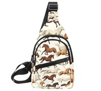 Sac à dos à bandoulière Motif chevaux sauvages au galop, Multicolore 04, 11.8x7x1.5in/30x18x4cm