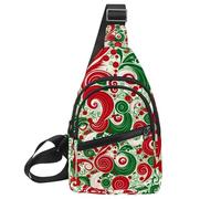 Sac à dos à bandoulière motif de Noël avec éléments botaniques verts et dorés - Sac à dos à bandoulière - Sac à dos de voyage et de randonnée, Multicolore 18., 11.8x7x1.5in/30x18x4cm