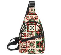 Sac à dos à bandoulière motif de Noël avec éléments botaniques verts et dorés - Sac à dos à bandoulière - Sac à dos de voyage et de randonnée, Multicolore 10., 11.8x7x1.5in/30x18x4cm