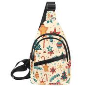 Sac à dos à bandoulière motif de Noël avec éléments botaniques verts et dorés - Sac à dos à bandoulière - Sac à dos de voyage et de randonnée, Multicolore 20., 11.8x7x1.5in/30x18x4cm