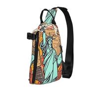 Sac à dos à bandoulière motif dessin animé mignon New York American Art Sling Sac pour femme et homme Sac de poitrine tendance Sac banane réglable, noir, taille unique, Noir , Taille unique