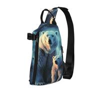 Sac à dos à bandoulière motif ours polaires aurores boréales pour femme et homme, sac banane tendance, sac banane réglable, noir, taille unique, Noir , Taille unique