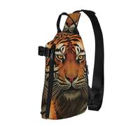 Sac à dos à bandoulière motif tigre levant du soleil levant pour homme et femme, sac de poitrine tendance, sac banane réglable, noir, taille unique, Noir , Taille unique