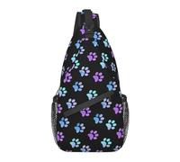 Sac à dos à bandoulière personnalisé avec patte de chien et galaxie bleue et violette pour homme