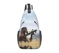 Sac à Dos à bandoulière pour Femme et Homme, Motif Chevaux en Course, Motif étoiles de l'est, idéal pour Le Camping, Le vélo, Les Voyages et Le Cyclisme