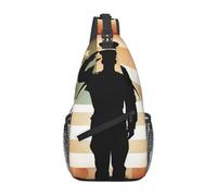 Sac à dos à bandoulière pour femme et homme - Sac banane avec drapeau américain - Sac banane de voyage et de randonnée, Drapeau de l'Amérique avec inscription Thank You Soldier, Taille unique