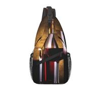 Sac à dos à bandoulière pour femme et homme, sac banane bleu tropical, sac à bandoulière, sac de voyage, randonnée, sac de poitrine sac de jour, Trois bouteilles de vin et verre, Taille unique