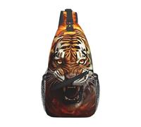 Sac à dos à bandoulière pour femme et homme - Sac banane City of London - Sac de voyage et de randonnée, Flammes féroces du tigre, Taille unique