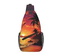 Sac à dos à bandoulière pour femme et homme - Sac banane City of London - Sac de voyage et de randonnée, Coucher de soleil tropical Bord de mer, Taille unique