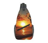 Sac à dos à bandoulière pour femme et homme - Sac banane d'été méditerranéen - Sac de voyage et de randonnée, Sea Tropical Island Palmier, Taille unique