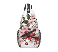 Sac à dos à bandoulière pour femme et homme - Sac banane nébuleuse spatiale avec grappe - Sac à bandoulière pour voyage, randonnée, sac de poitrine, Fleurs de cerises réalistes, Taille unique