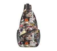 Sac à dos à bandoulière pour homme avec motif chat qui pleure cool pour la randonnée