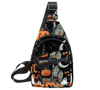 Sac à dos à bandoulière pour homme, ensemble vecteur mignon avec illustrations d'Halloween 2_122, Multicolore 16., 11.8x7x1.5in/30x18x4cm
