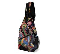 Sac à dos à bandoulière pour homme et femme avec photo de fleurs en gros plan réglable, Art abstrait de la broderie, 38x20cm