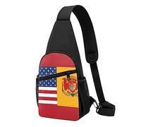 Sac à dos à bandoulière pour homme et femme - Sac à bandoulière - Beau tournesol - Pour voyage, randonnée, Drapeau américain Espagne, One Size, Sacs à dos Sling