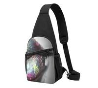 Sac à dos à bandoulière pour plage, palmier, bateau, sac à bandoulière antivol pour sports de plein air, voyage, randonnée pour homme et femme, Colorful Woman Lip, Chest pack