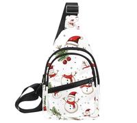 Sac à dos à bandoulière réglable avec bonhomme de neige et inscription Merry Christmas, Multicolore 14., 11.8x7x1.5in/30x18x4cm