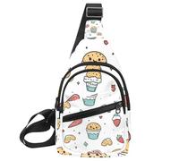 Sac à dos à bandoulière - Sac de poitrine pour randonnée, voyage - Delicious Fast Food (1)), Multicolore 03., 11.8x7x1.5in/30x18x4cm