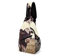 Sac à dos à bandoulière tendance, sac de poitrine créatif imprimé vache pour homme et femme, style, 38 x 20 cm, sac de poitrine entièrement imprimé, Style :, 38x20cm, Sac de poitrine entièrement