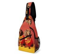 Sac à dos à bandoulière tendance, sac de poitrine créatif mignon imprimé teckel pour homme et femme, style, 38 x 20 cm, sac de poitrine entièrement imprimé, Style :, 38x20cm, Sac de poitrine