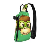 Sac à dos à bandoulière vert Clever Monkey Sling pour femme et homme, sac de poitrine tendance, sac banane réglable, noir, taille unique, Noir , Taille unique