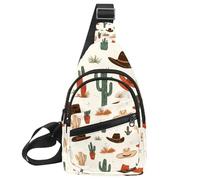 Sac à dos à bandoulière Western Chapeau de cowboy cactus, Multicolore 10., 11.8x7x1.5in/30x18x4cm