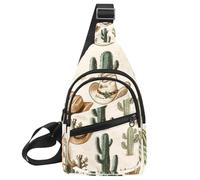 Sac à dos à bandoulière Western Chapeau de cowboy cactus, Multicolore 11., 11.8x7x1.5in/30x18x4cm