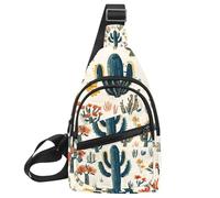 Sac à dos à bandoulière Western Chapeau de cowboy cactus, Multicolore 13., 11.8x7x1.5in/30x18x4cm
