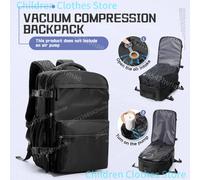 Sac à dos à compression sous vide pour hommes, sac à dos pour ordinateur portable 15,6 pouces, sac à dos de voyage sous vide pour randonnée, sac à dos Ryanair 40x20x25, sac de cabine Black Hand Pump