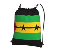 Sac à dos à cordon avec poches zippées, imprimé drapeau Sao Tomé-et-Principe léger, sac de voyage, sac de gym, randonnée, yoga