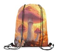 Sac À Dos À Cordon Champignons Roses Résistant Sac Cordon De Sport avec Cordon De Serrage Drawstring Bag pour Surf École Voyage