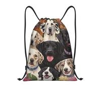 Sac à dos à cordon coulissant avec motif floral et chien charmant. Léger et doté de bretelles réglables, il est idéal pour le sport, la gym, le fitness, le yoga, les voyages, le football et le volle