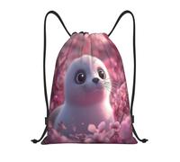 Sac À Dos À Cordon De Serrage Adorable Baby Sealife Among Cherry Bloom Gym Sacksacs De Gym Léger Sac À Dos avec Cordon Imperméable pour Natation Voyage Gymnastique
